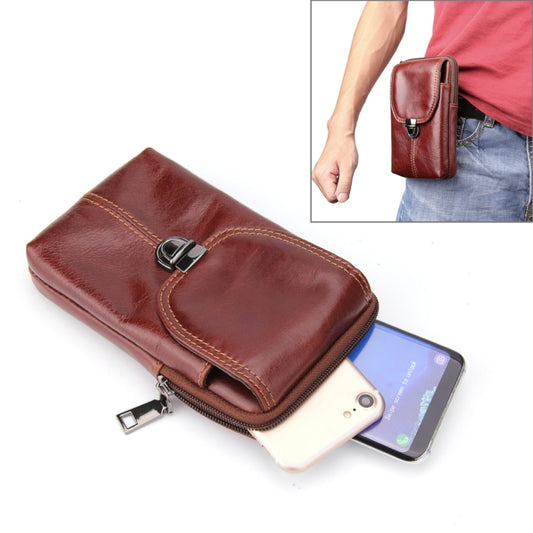 6.3 inch and Below Universal Crazy Horse Texture Genuine Leather Men Vertical Style Case Waist Bag with Belt Hole for Sony, Huawei, Meizu, Lenovo, ASUS, Cubot, Oneplus, Xiaomi, Ulefone, Letv, DOOGEE, Vkworld, and other Smartphones(Brown) by buy2fix