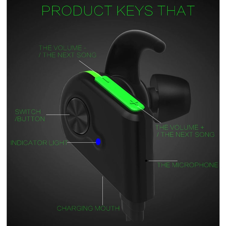 S20 Magnetic Switch Sweatproof Motion Wireless Bluetooth In-Ear Headset with Indicator Light  & Mic, Distance: 10m, For iPad, Laptop, iPhone, Samsung, HTC, Huawei, Xiaomi, and Other Smart Phones(Green) - Bluetooth Earphone by buy2fix | Online Shopping UK | buy2fix
