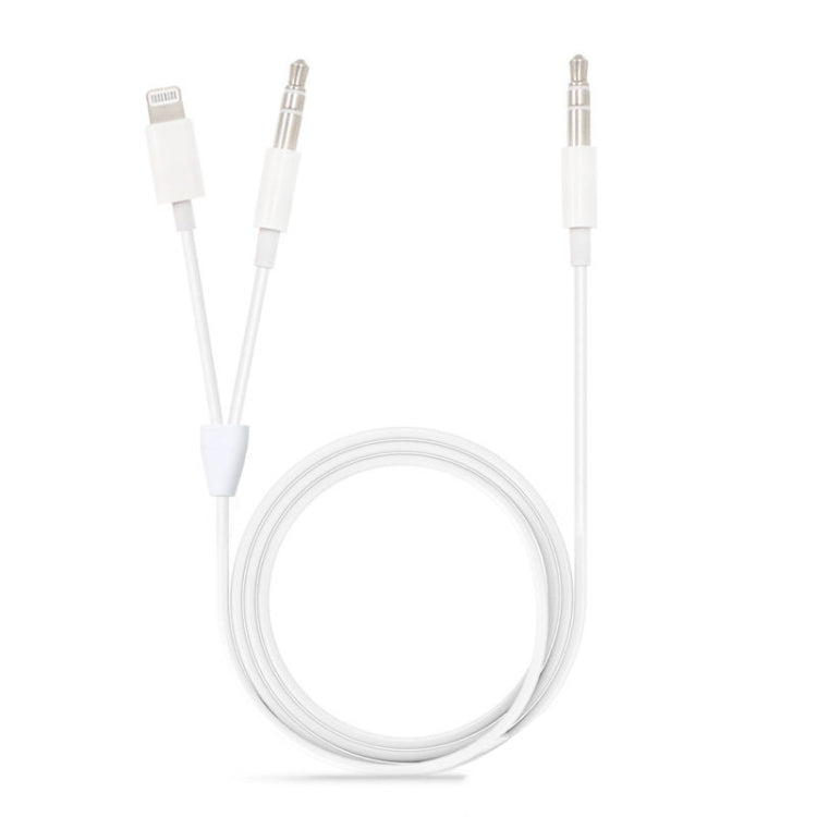 MH030 1m 2 in 1 8 Pin Male & 3.5mm Male to 3.5mm Male AUX Audio Cable For iPhone, iPad, Samsung, Huawei, Xiaomi, HTC by buy2fix