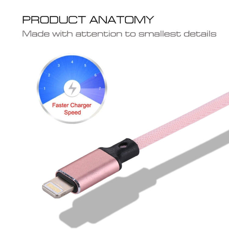 1m 2A USB to 8 Pin Nylon Weave Style Data Sync Charging Cable(Pink) by buy2fix