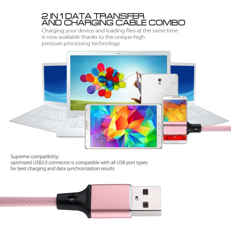 1m 2A USB to 8 Pin Nylon Weave Style Data Sync Charging Cable(Pink) by buy2fix