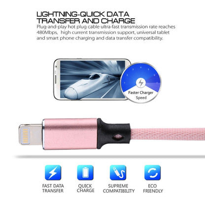 1m 2A USB to 8 Pin Nylon Weave Style Data Sync Charging Cable(Pink) by buy2fix