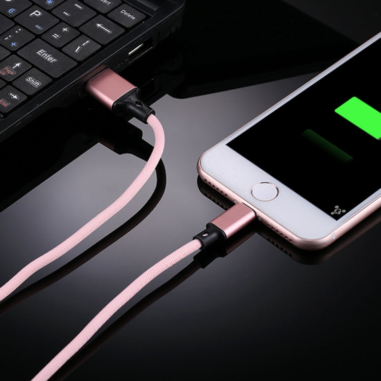 1m 2A USB to 8 Pin Nylon Weave Style Data Sync Charging Cable(Pink) by buy2fix