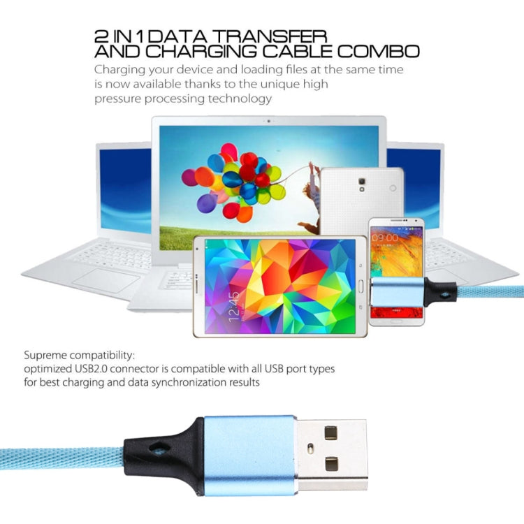 1m 2A USB to 8 Pin Nylon Weave Style Data Sync Charging Cable(Blue) by buy2fix