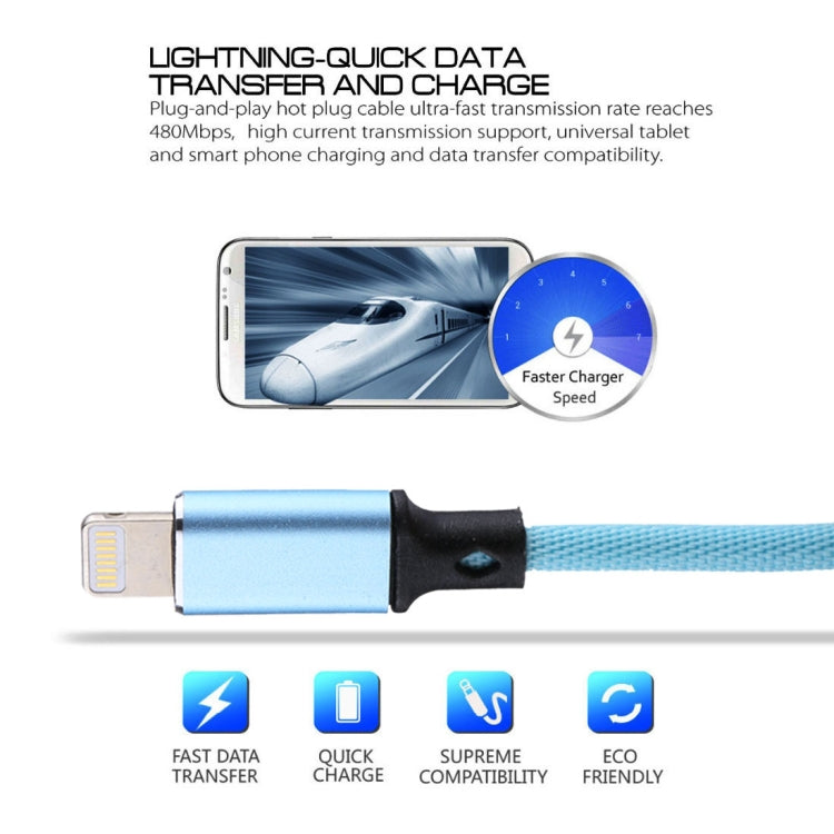1m 2A USB to 8 Pin Nylon Weave Style Data Sync Charging Cable(Blue) by buy2fix
