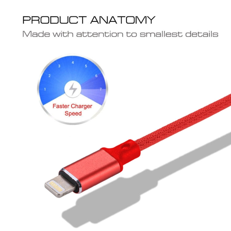 1m 2A USB to 8 Pin Nylon Weave Style Data Sync Charging Cable(Red) by buy2fix
