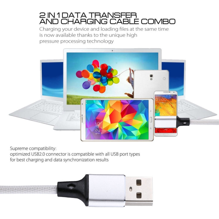 1m 2A USB to 8 Pin Nylon Weave Style Data Sync Charging Cable(White) by buy2fix
