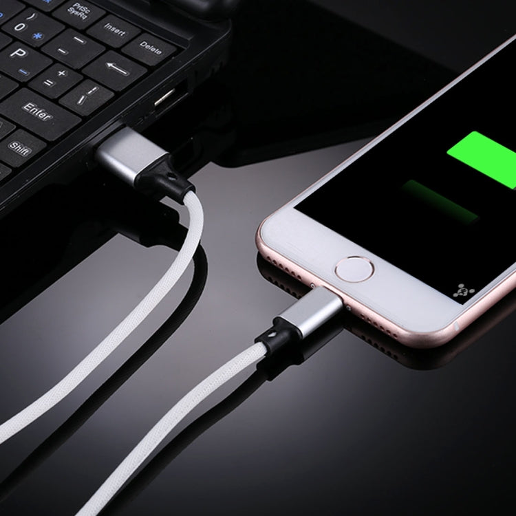 1m 2A USB to 8 Pin Nylon Weave Style Data Sync Charging Cable(White) by buy2fix