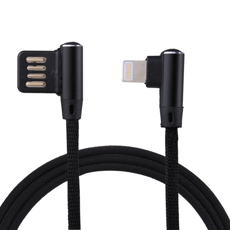 1m 2.4A Output USB to 8 Pin Double Elbow Design Nylon Weave Style Data Sync Charging Cable(Black) by buy2fix