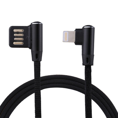 1m 2.4A Output USB to 8 Pin Double Elbow Design Nylon Weave Style Data Sync Charging Cable(Black) by buy2fix