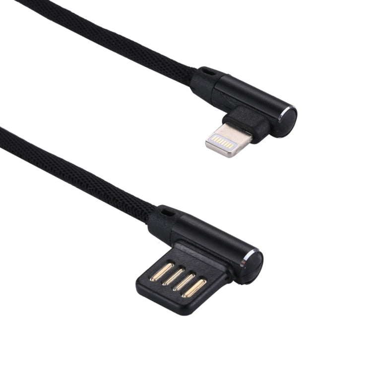 1m 2.4A Output USB to 8 Pin Double Elbow Design Nylon Weave Style Data Sync Charging Cable(Black) by buy2fix