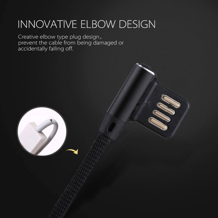 1m 2.4A Output USB to 8 Pin Double Elbow Design Nylon Weave Style Data Sync Charging Cable(Black) by buy2fix