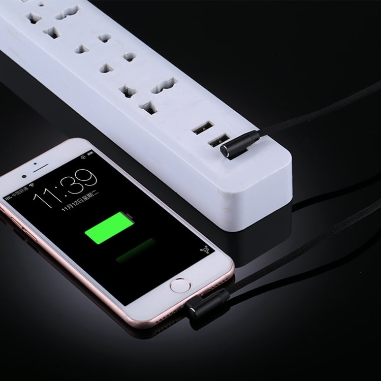 1m 2.4A Output USB to 8 Pin Double Elbow Design Nylon Weave Style Data Sync Charging Cable(Black) by buy2fix