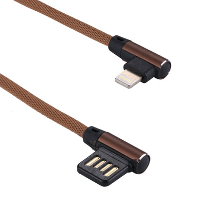 1m 2.4A Output USB to 8 Pin Double Elbow Design Nylon Weave Style Data Sync Charging Cable(Coffee) by buy2fix