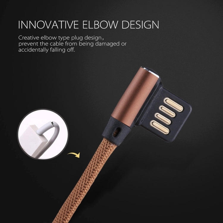 1m 2.4A Output USB to 8 Pin Double Elbow Design Nylon Weave Style Data Sync Charging Cable(Coffee) by buy2fix