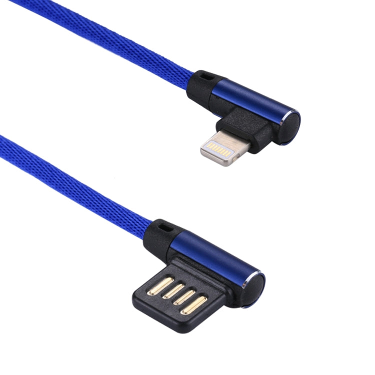 1m 2.4A Output USB to 8 Pin Double Elbow Design Nylon Weave Style Data Sync Charging Cable(Dark Blue) by buy2fix