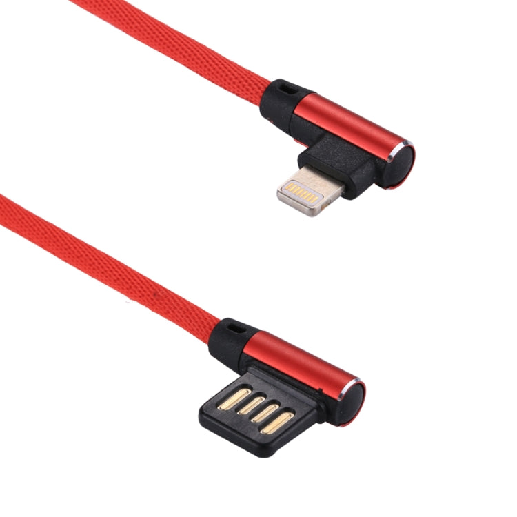 1m 2.4A Output USB to 8 Pin Double Elbow Design Nylon Weave Style Data Sync Charging Cable(Red) by buy2fix