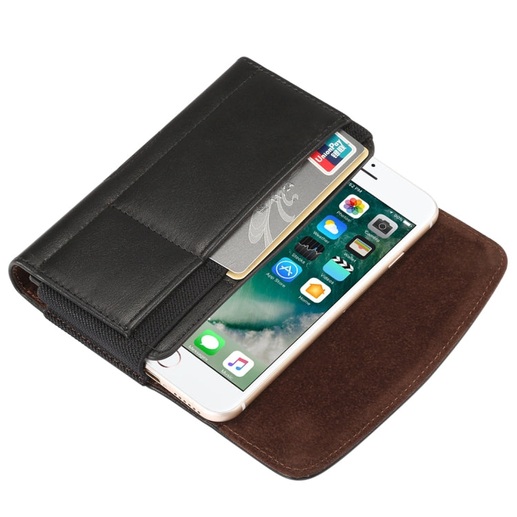 Lambskin Elastic Band Men 4.8 Inch Mobile Phone Universal Hanging Waist Leather Case with Card Slot(Black) - iPhone SE 2022 / 2020 / 8 / 7 Cases by ESR | Online Shopping UK | buy2fix