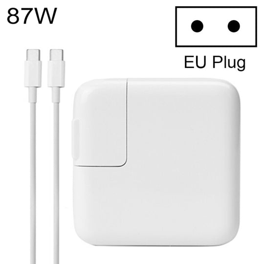 87W Type-C Power Adapter Portable Charger with 1.8m Type-C Charging Cable, EU Plug (White)