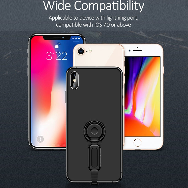 LXS08 8 Pin to 8 Pin + 3.5mm Audio Plug Ring Holder Fast Charging Adapter(Black) by buy2fix