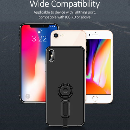 LXS08 8 Pin to 8 Pin + 3.5mm Audio Plug Ring Holder Fast Charging Adapter(Black) by buy2fix