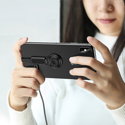 LXS08 8 Pin to 8 Pin + 3.5mm Audio Plug Ring Holder Fast Charging Adapter(Black) by buy2fix