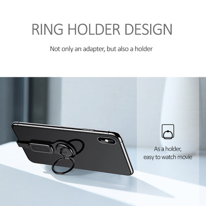 LXS08 8 Pin to 8 Pin + 3.5mm Audio Plug Ring Holder Fast Charging Adapter(Black) by buy2fix