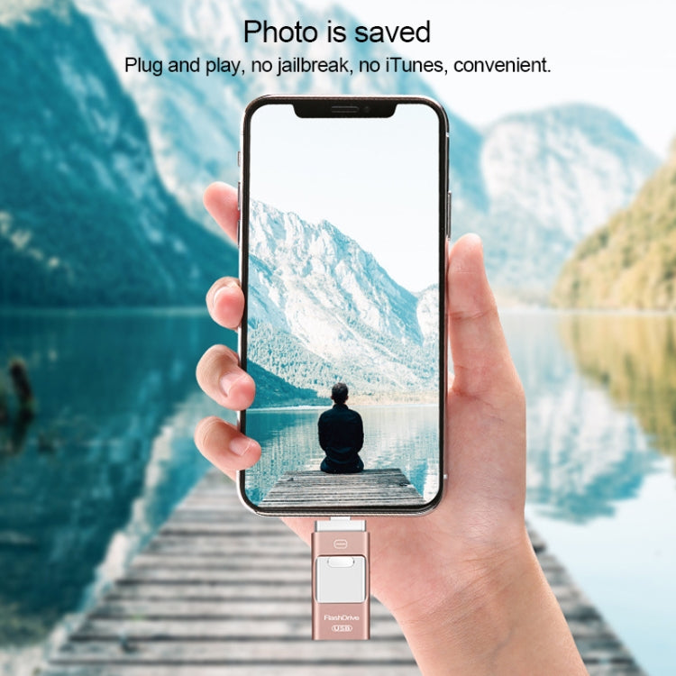 64GB USB 3.0 + 8 Pin + Mirco USB Android iPhone Computer Dual-use Metal Flash Drive (Black) by buy2fix