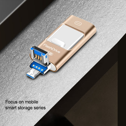 128GB USB 3.0 + 8 Pin + Mirco USB Android iPhone Computer Dual-use Metal Flash Drive (Rose Gold) by buy2fix