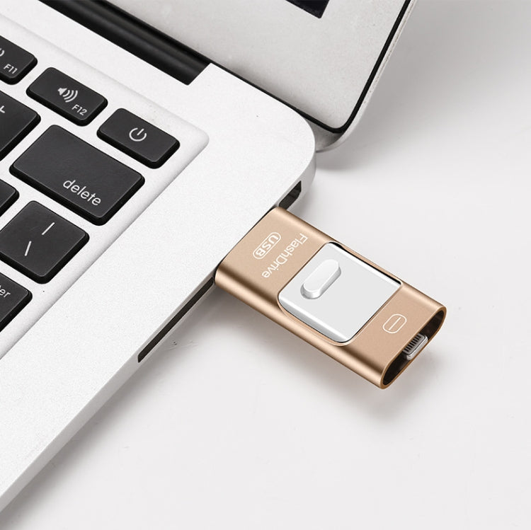 128GB USB 3.0 + 8 Pin + Mirco USB Android iPhone Computer Dual-use Metal Flash Drive (Rose Gold) by buy2fix