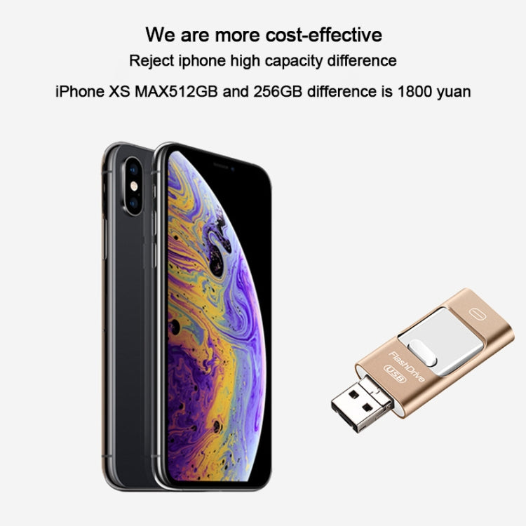 128GB USB 3.0 + 8 Pin + Mirco USB Android iPhone Computer Dual-use Metal Flash Drive (Rose Gold) by buy2fix