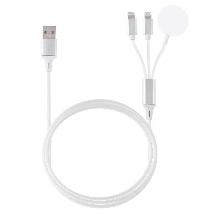Multi-function 3 In 1 8 Pin Magnetic Charging Cable for iPhone / Apple Watch, Length : 1m (White) by buy2fix
