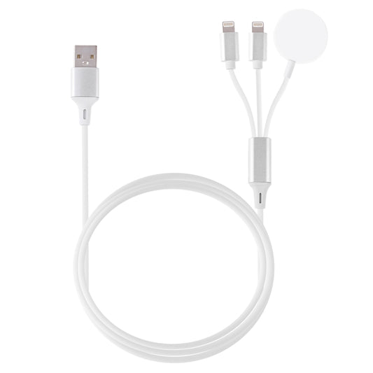 Multi-function 3 In 1 8 Pin Magnetic Charging Cable for iPhone / Apple Watch, Length : 1m (White) by buy2fix
