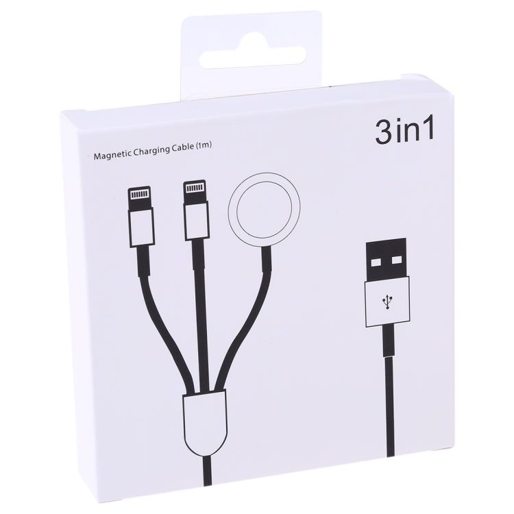 Multi-function 3 In 1 8 Pin Magnetic Charging Cable for iPhone / Apple Watch, Length : 1m (White) by buy2fix