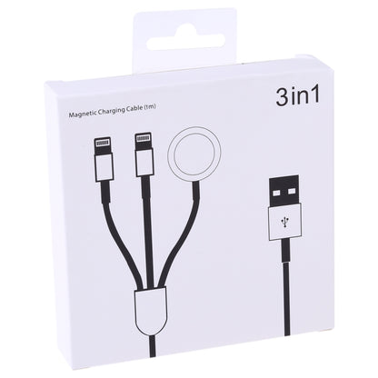 Multi-function 3 In 1 8 Pin Magnetic Charging Cable for iPhone / Apple Watch, Length : 1m (White) by buy2fix