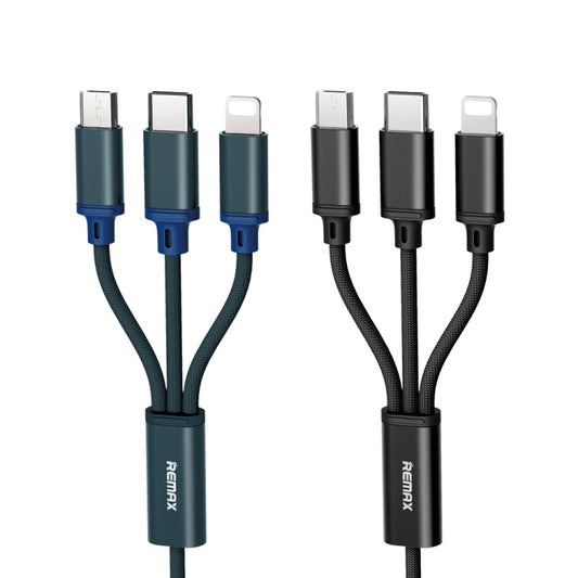 REMAX RC-131TH 1m 2.8A 3 in 1 USB to 8 Pin & USB-C / Type-C & Micro USB Charging Cable(Black) - Multifunction Cable by REMAX | Online Shopping UK | buy2fix