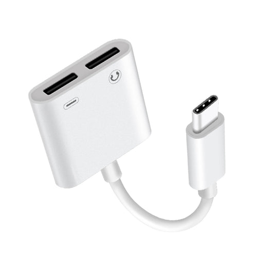 FT_AC42 2 in 1 18W PD USB-C / Type-C Male to USB-C / Type-C Audio + USB-C / Type-C Charging Female Audio Adapter - Type-C Adapter by buy2fix | Online Shopping UK | buy2fix