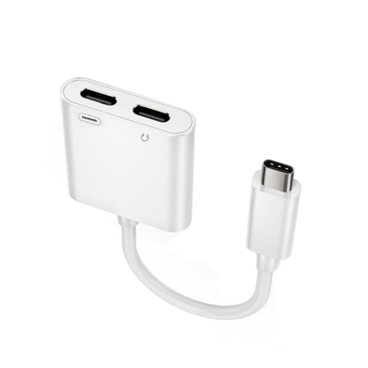 FT_AC42 2 in 1 18W PD USB-C / Type-C Male to USB-C / Type-C Audio + USB-C / Type-C Charging Female Audio Adapter - Type-C Adapter by buy2fix | Online Shopping UK | buy2fix
