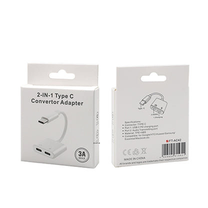 FT_AC42 2 in 1 18W PD USB-C / Type-C Male to USB-C / Type-C Audio + USB-C / Type-C Charging Female Audio Adapter - Type-C Adapter by buy2fix | Online Shopping UK | buy2fix