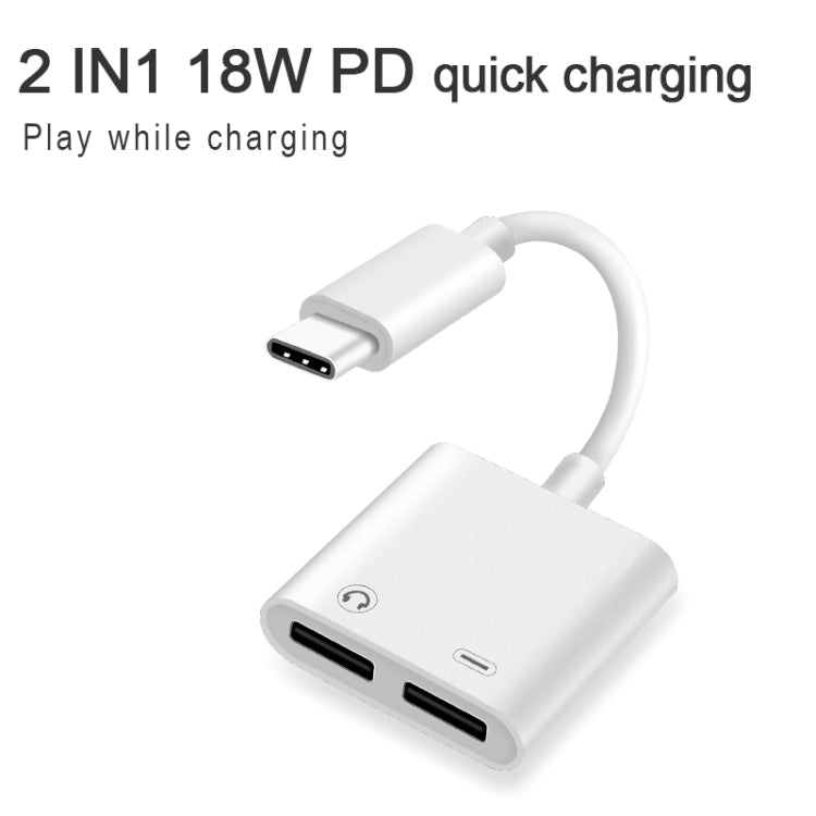 FT_AC42 2 in 1 18W PD USB-C / Type-C Male to USB-C / Type-C Audio + USB-C / Type-C Charging Female Audio Adapter - Type-C Adapter by buy2fix | Online Shopping UK | buy2fix