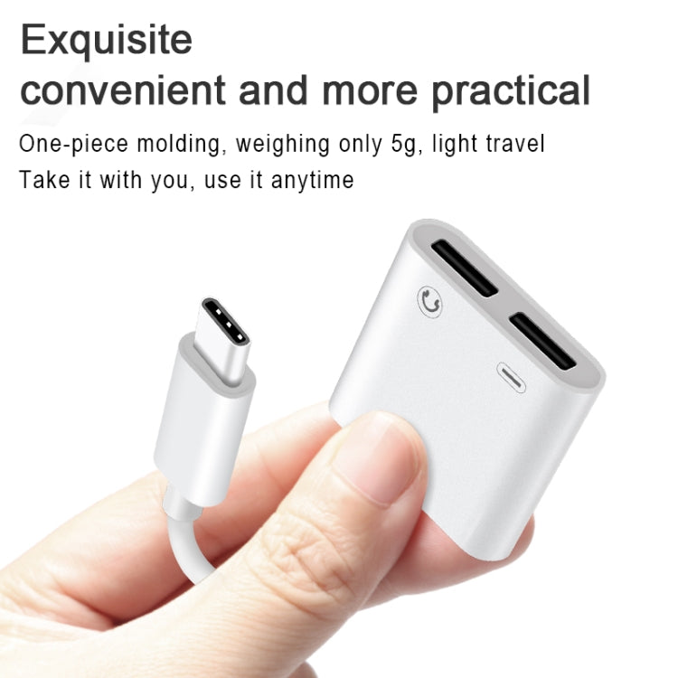 FT_AC42 2 in 1 18W PD USB-C / Type-C Male to USB-C / Type-C Audio + USB-C / Type-C Charging Female Audio Adapter - Type-C Adapter by buy2fix | Online Shopping UK | buy2fix