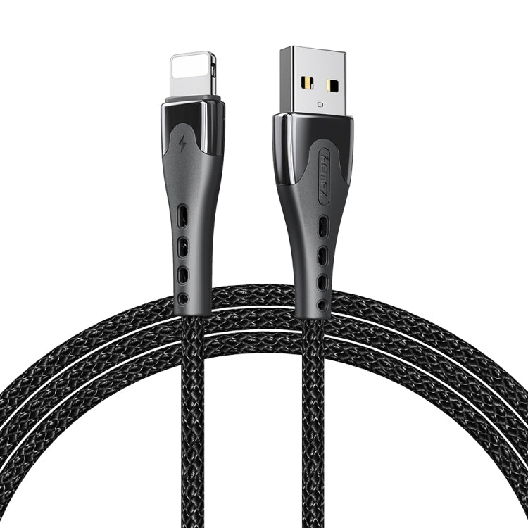 REMAX RC-150i KAWAY Series 1m 2.4A USB to 8 Pin Aluminum Alloy Braid Fast Charging Data Cable (Black) by buy2fix