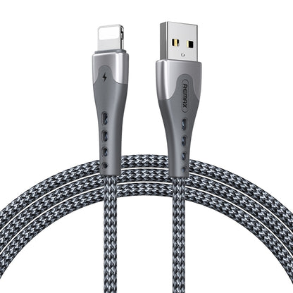 REMAX RC-150i KAWAY Series 1m 2.4A USB to 8 Pin Aluminum Alloy Braid Fast Charging Data Cable (Silver) by buy2fix