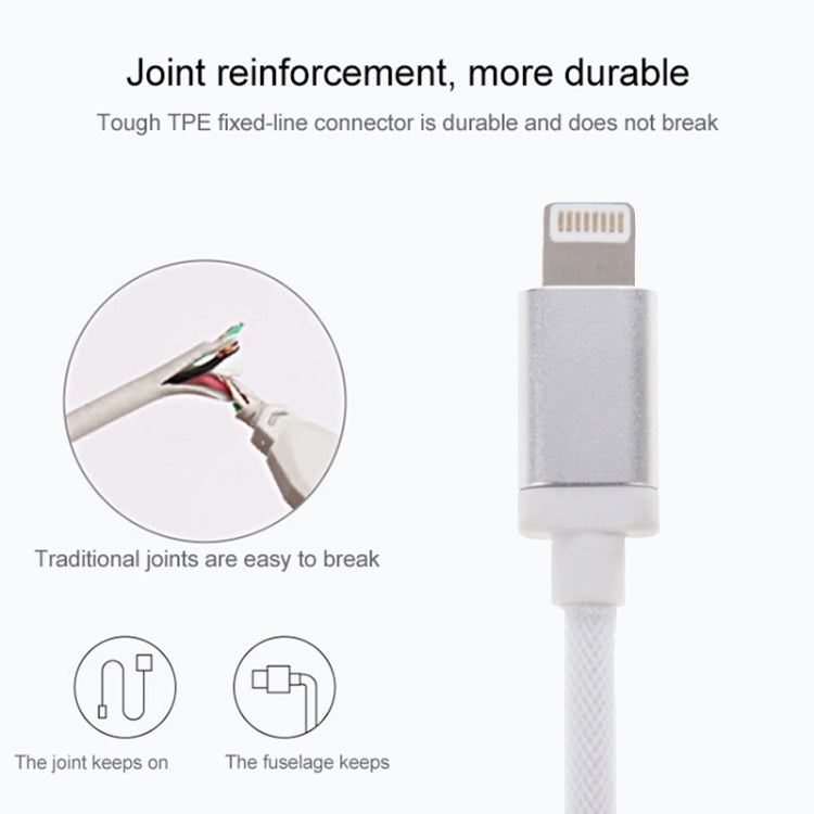 1m Net Style Metal Head 8 Pin to USB Data / Charger Cable(White) by buy2fix