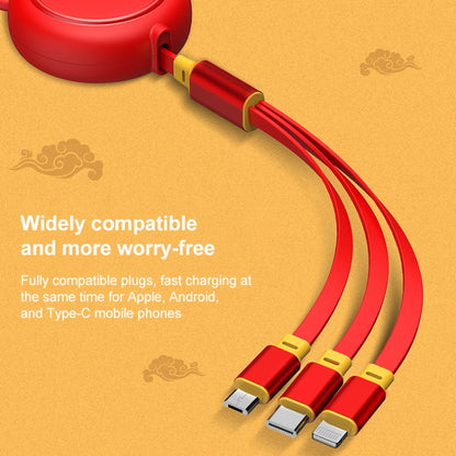 K042 1.2m 3A 3 in 1 USB to 8 Pin + USB-C / Type-C + Micro USB Bull Head Retractable Data Cable by buy2fix