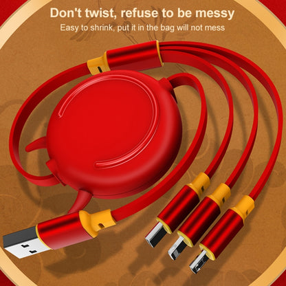 K042 1.2m 3A 3 in 1 USB to 8 Pin + USB-C / Type-C + Micro USB Bull Head Retractable Data Cable by buy2fix