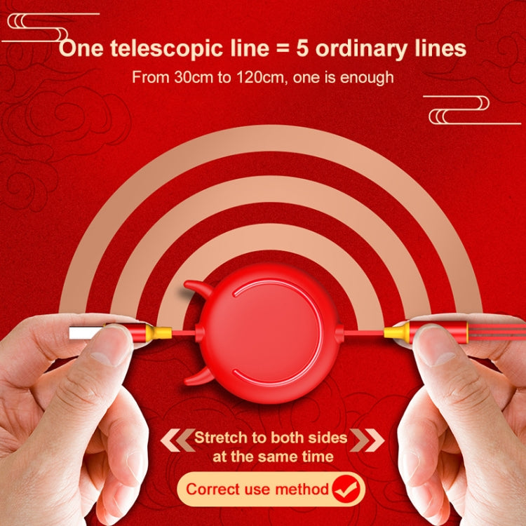 K042 1.2m 3A 3 in 1 USB to 8 Pin + USB-C / Type-C + Micro USB Bull Head Retractable Data Cable by buy2fix