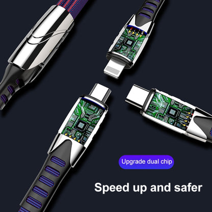 K051 1.2m 3 in 1 USB to 8 Pin + USB-C / Type-C + Micro USB Shark Fabric Data Cable(Black) by buy2fix