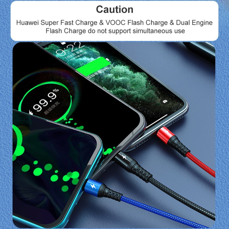 K061 1.2m 5A 3 in 1 USB to 8 Pin + USB-C / Type-C + Micro USB Round Fast Charging Data Cable by buy2fix