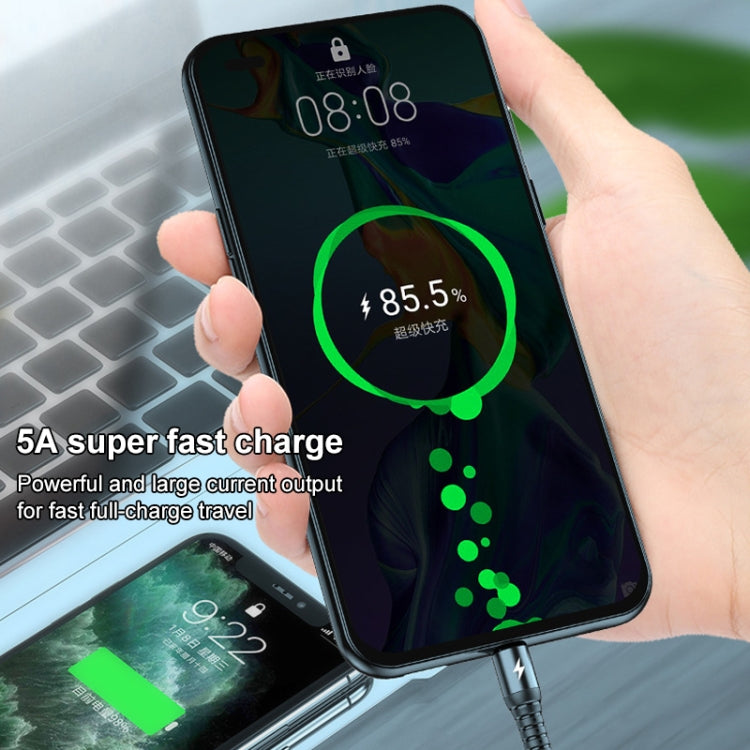 K061 1.2m 5A 3 in 1 USB to 8 Pin + USB-C / Type-C + Micro USB Round Fast Charging Data Cable by buy2fix